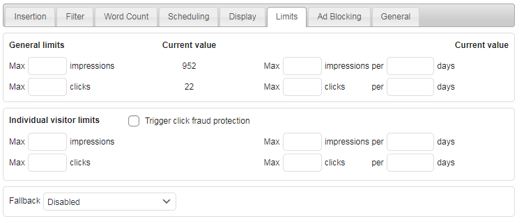 ad inserter limits