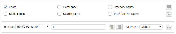 ad inserter settings before paragraph