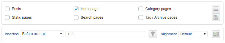 ad inserter settings before excerpts